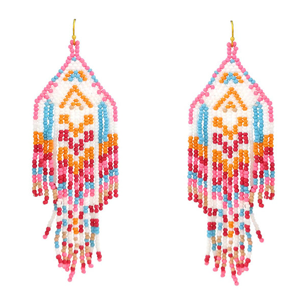 Seed Bead Fringe Earrings