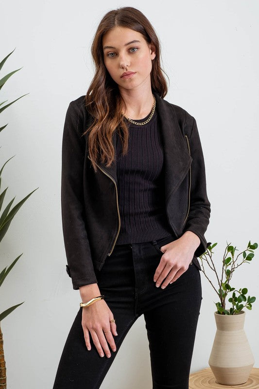 Vegan Suede Moto Jacket