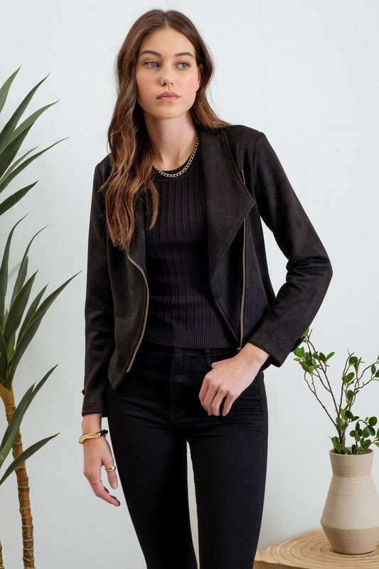 Vegan Suede Moto Jacket