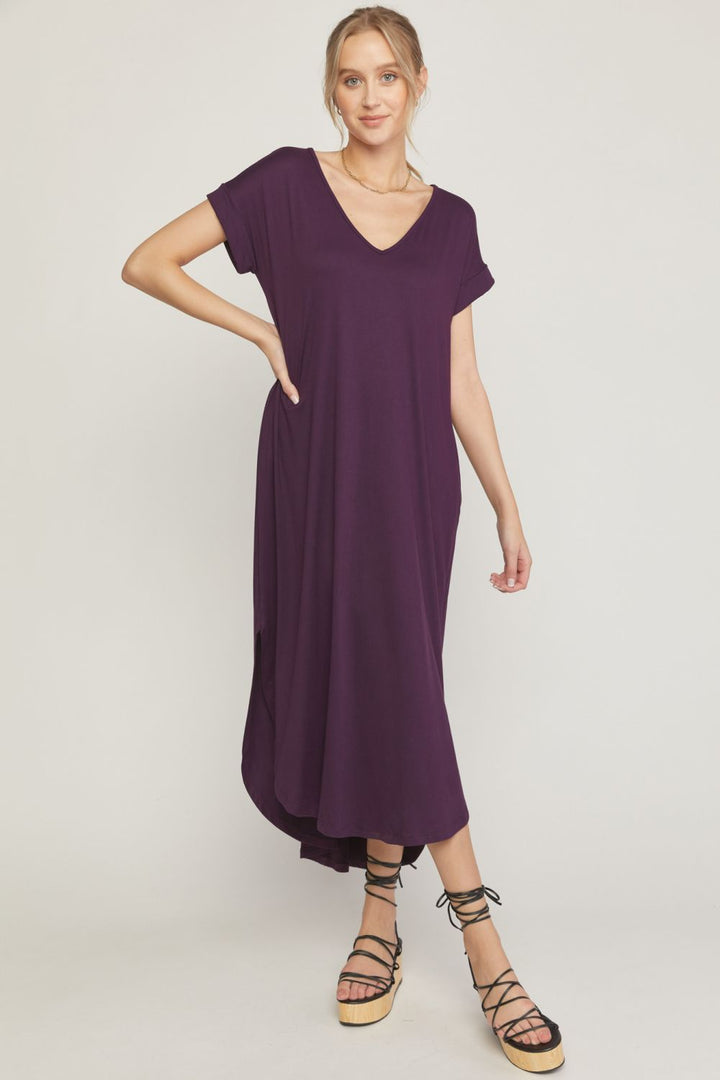 Jersey Knit Maxi Dress with Pockets