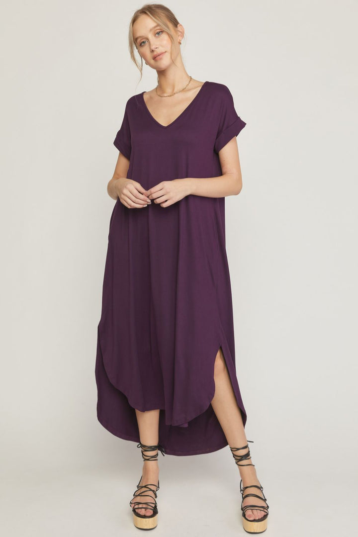 Jersey Knit Maxi Dress with Pockets