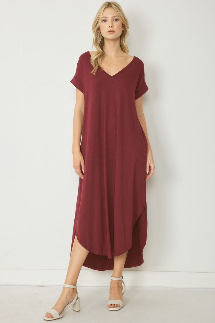 Jersey Knit Maxi Dress with Pockets