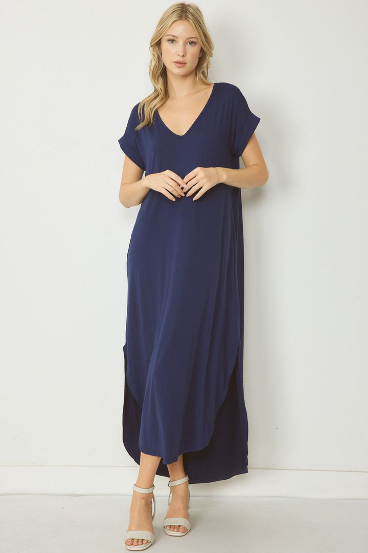 Jersey Knit Maxi Dress with Pockets