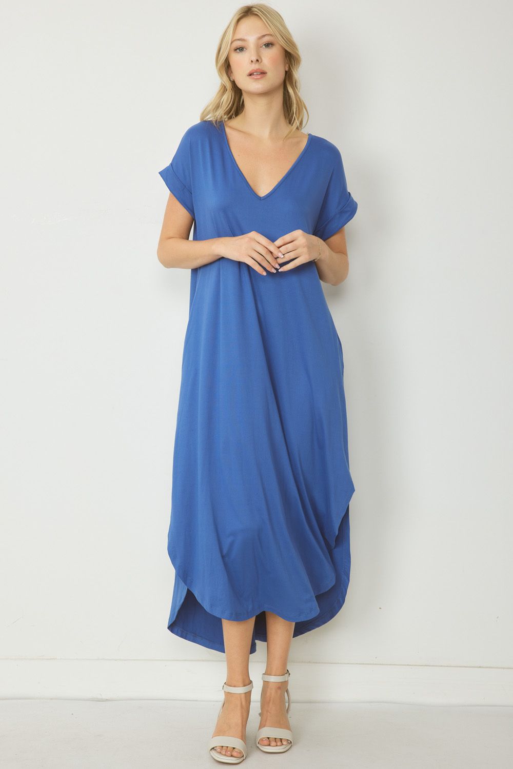 Jersey Knit Maxi Dress with Pockets