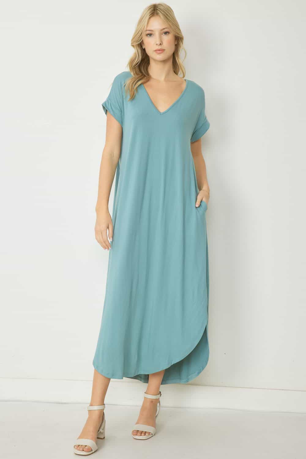 Jersey Knit Maxi Dress with Pockets