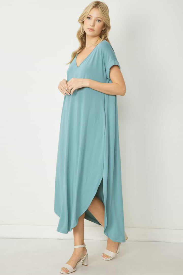 Jersey Knit Maxi Dress with Pockets